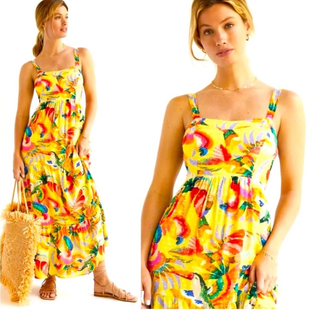 Farm Rio Yellow Macaw Dress
